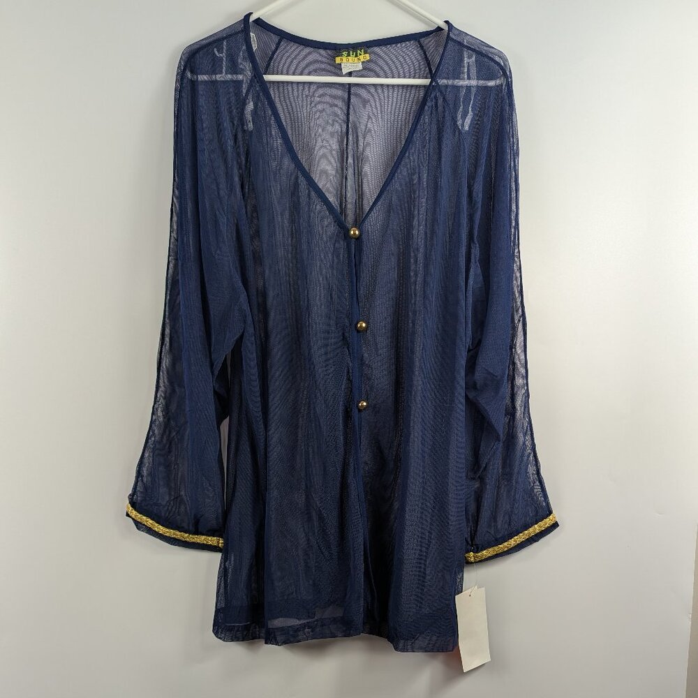 NWT Sun Bound Sheer Button Down Bathing Suit Cover Up